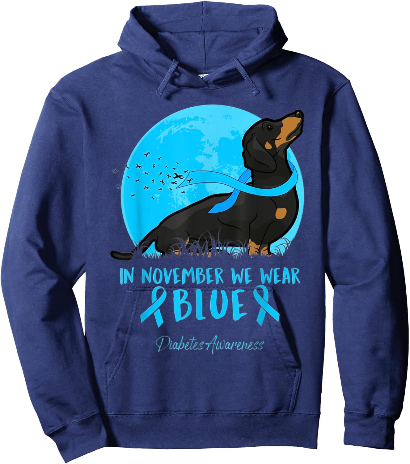 In November We Wear Blue Diabetes Awareness Dachshund Lover Hoodie - Hoodie | Navy
