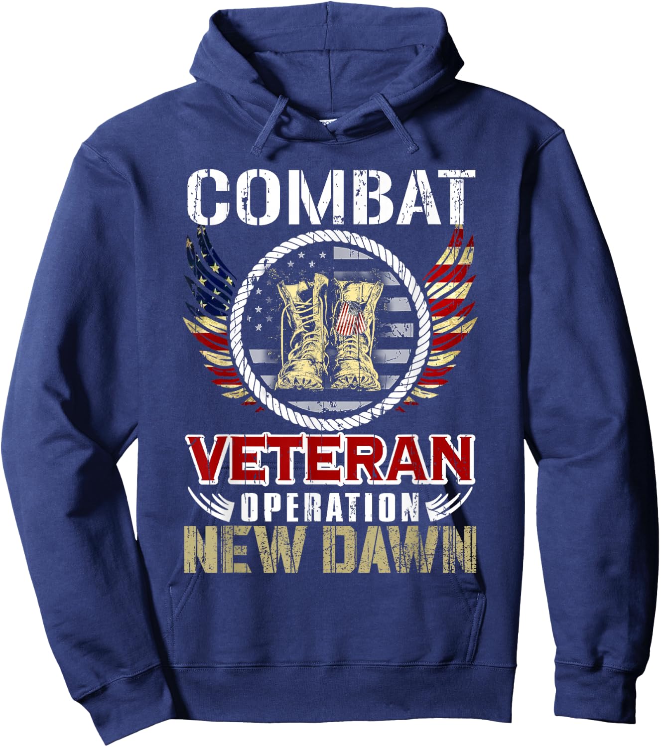 Combat Veteran New Dawn American Military Hoodie - Hoodie | Navy