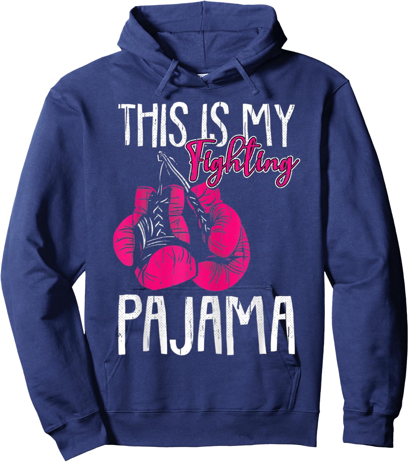 My Fighting Pajama Breast Cancer Awareness Ribbon Hoodie - Hoodie | Navy