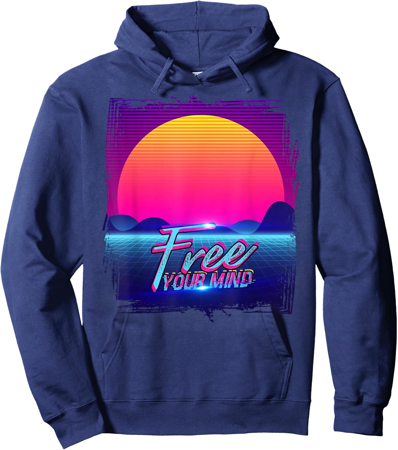 Free Your Mind Aesthetic Vaporwave Art Hoodie - Hoodie | Navy