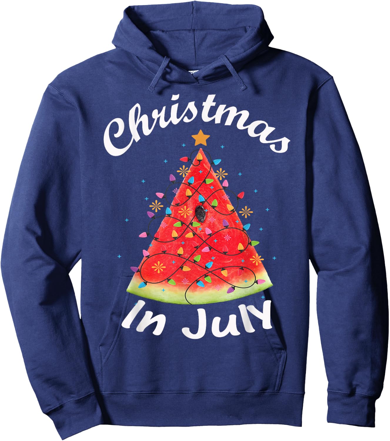 Christmas In July Summer Design Melon Christmas Tree Summer Hoodie - Hoodie | Navy