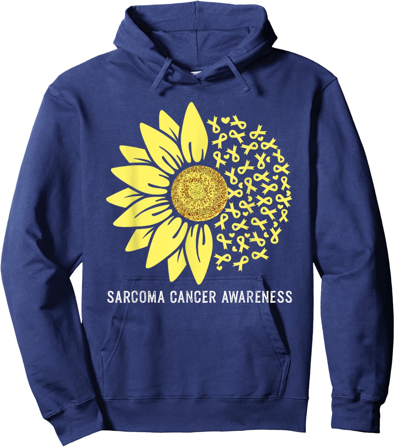 Yellow Ribbon Sunflower Sarcoma Cancer Awareness Hoodie - Hoodie | Navy