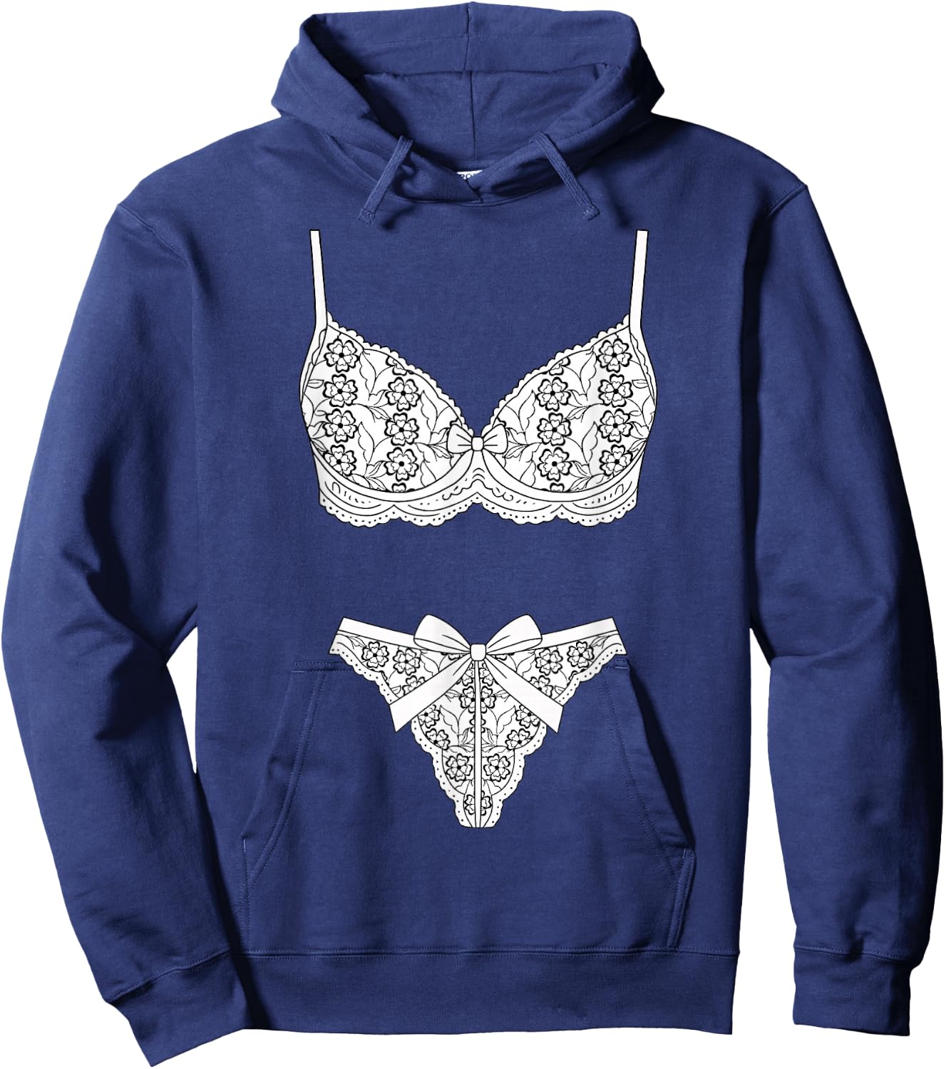Sexy Lace Lingerie Set Print Bridal Party Honeymoon Hoodie - Hoodie | Navy