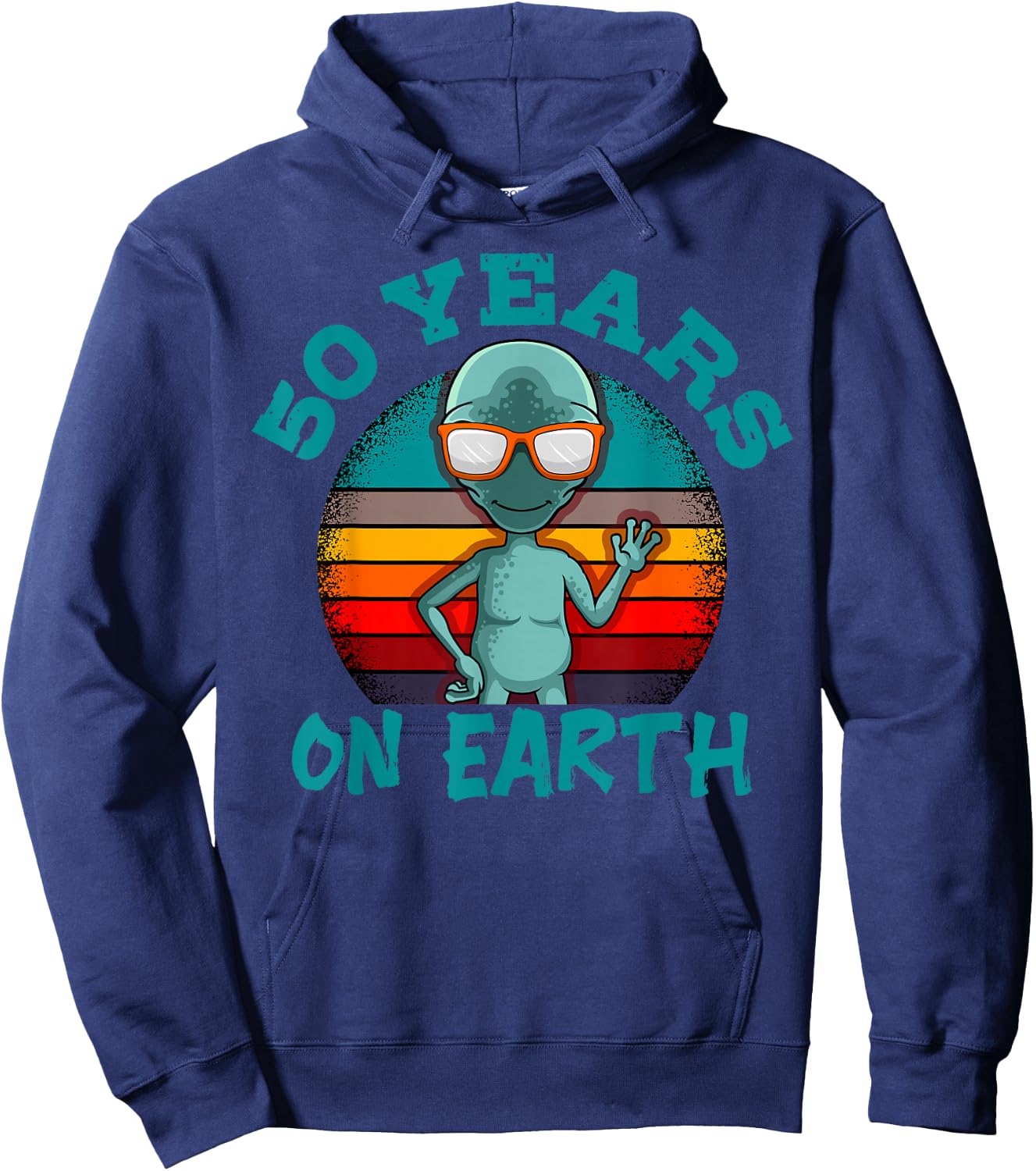 Alien 50th Birthday Party UFO Space Galaxy Traveler Cosmos Hoodie - Hoodie | Navy