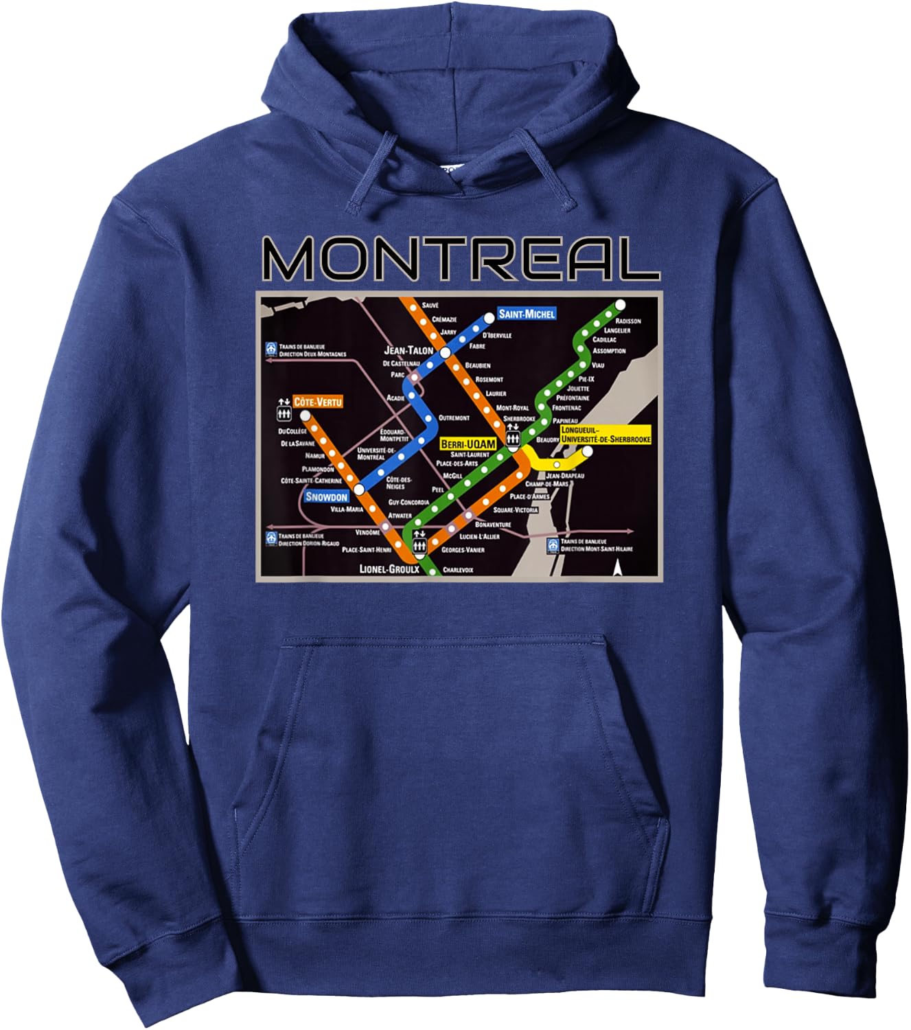 Montreal Transit Metro Art Canadian Heritage Love Canada Map Hoodie - Hoodie | Navy
