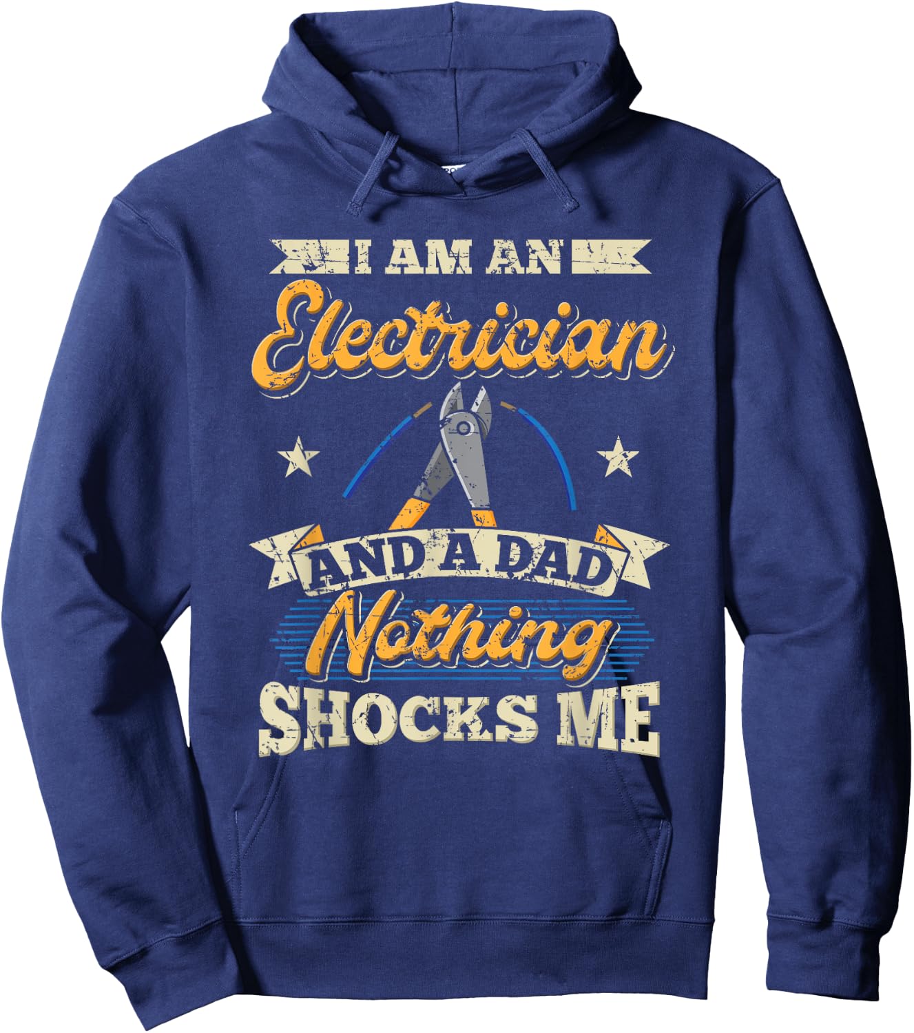 Electrician Dad Electrical Worker Journeyman Wireman Vintage Hoodie - Hoodie | Navy