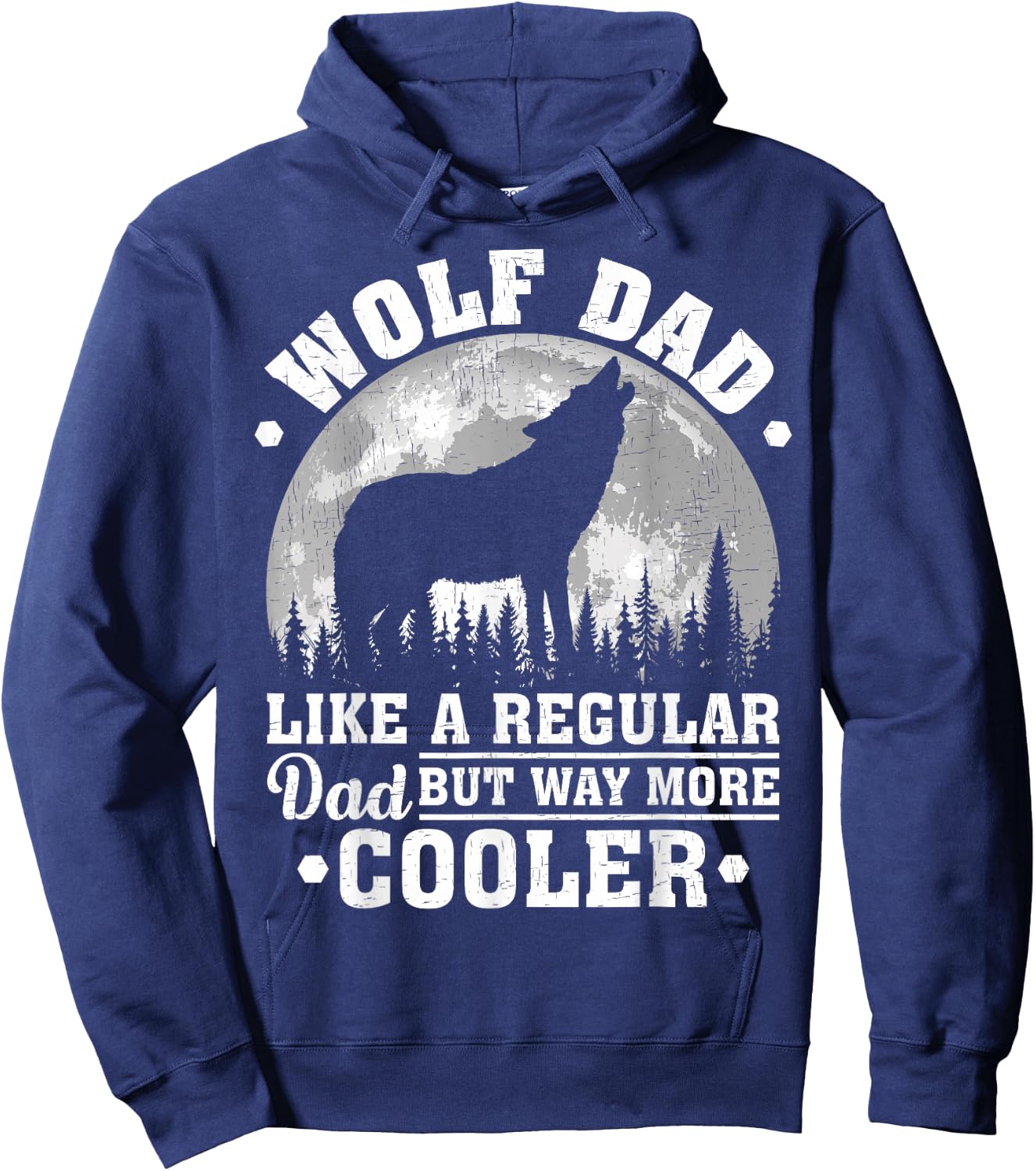 Wolf Dad Like A Regular Dad Funny Wolf Father's Day Hoodie - Hoodie | Navy