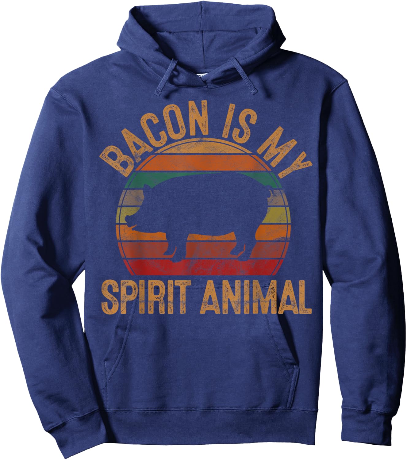 Bacon is My Spirit Animal Gift Retro BBQ Costume Pork Grill Hoodie - Hoodie | Navy