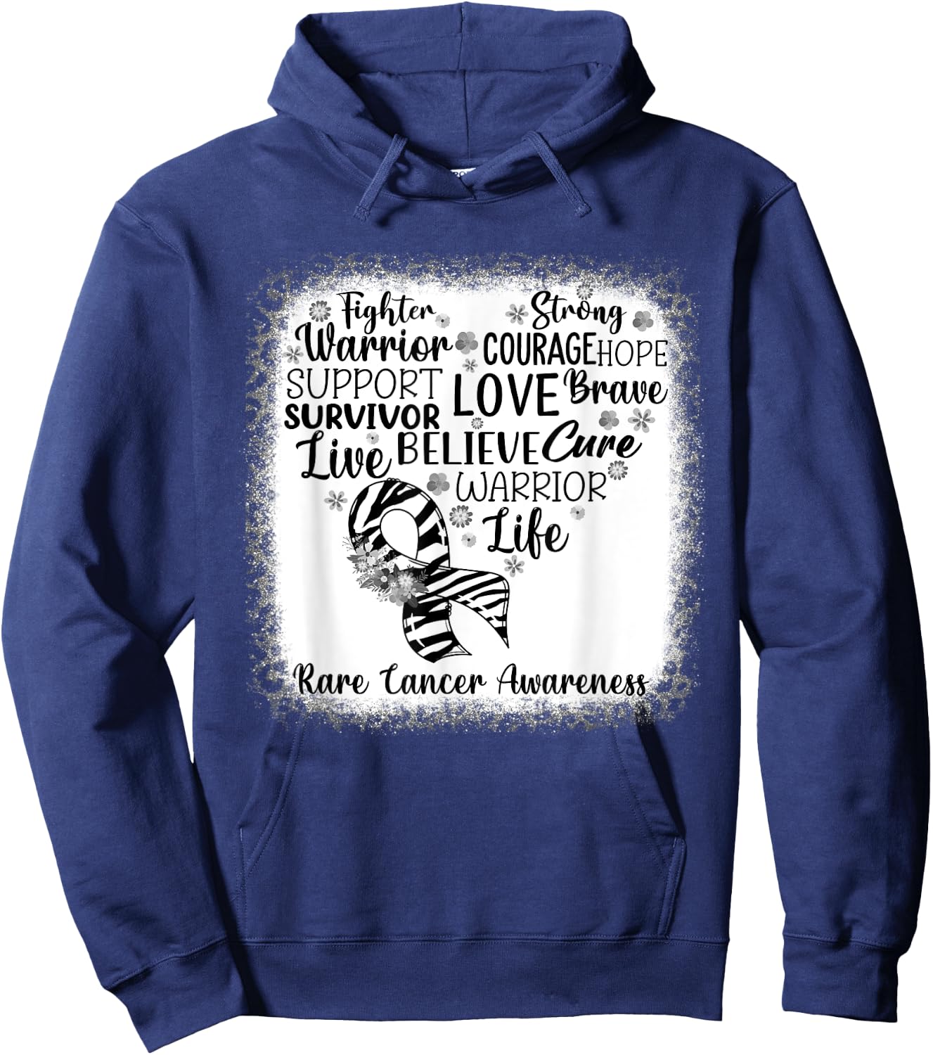 Fighter Warrior Faith Cure Zebra Rare Cancer Awareness Hoodie - Hoodie | Navy