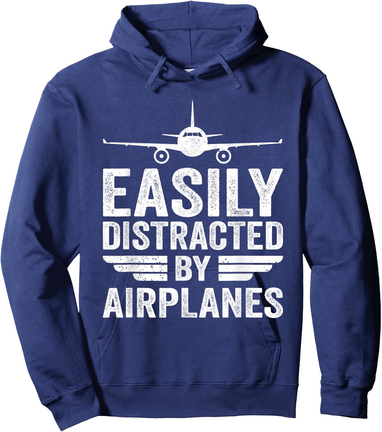 Easily Distracted By Airplanes Funny Aviation Pilot Airplane Hoodie - Hoodie | Navy