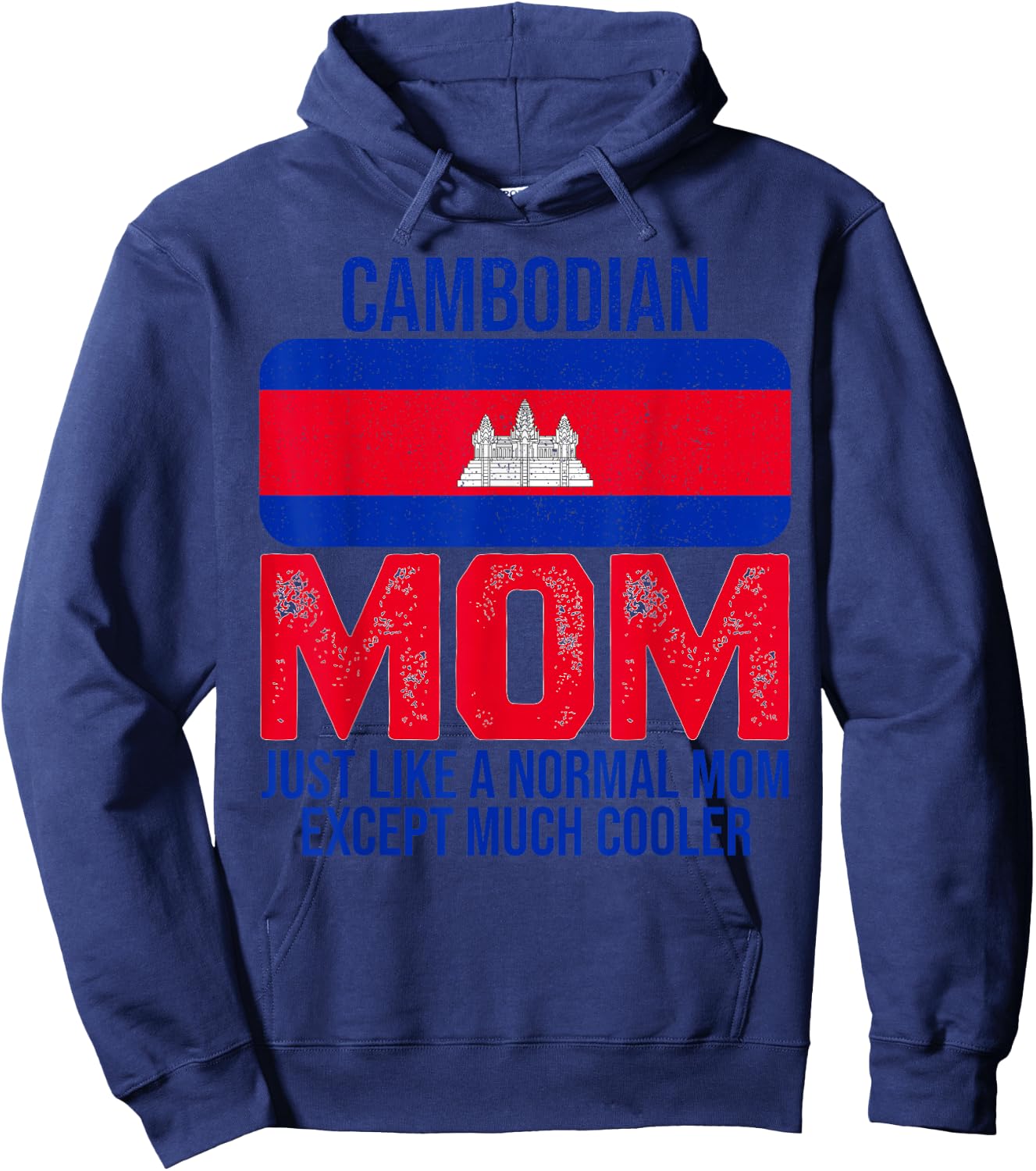Vintage Cambodian Mom Cambodia Flag for Mother's Day Hoodie - Hoodie | Navy