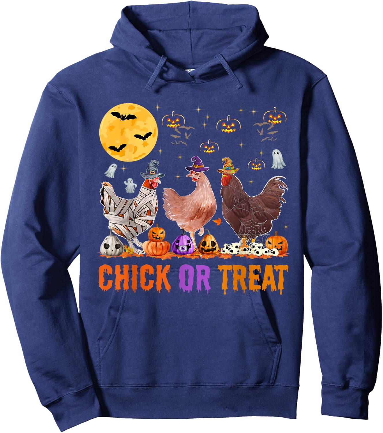 Fall Halloween Chicken Pumpkin Chick Or Treat Spooky Hoodie - Hoodie | Navy