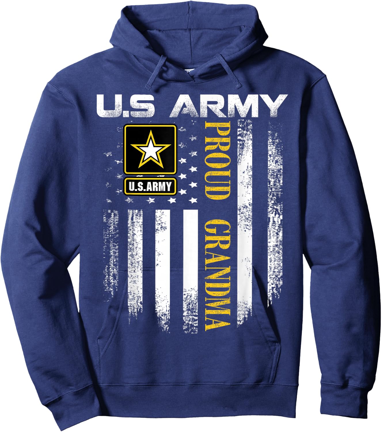 Vintage U.S. Army Proud Grandma with American Flag Gift Hoodie - Hoodie | Navy