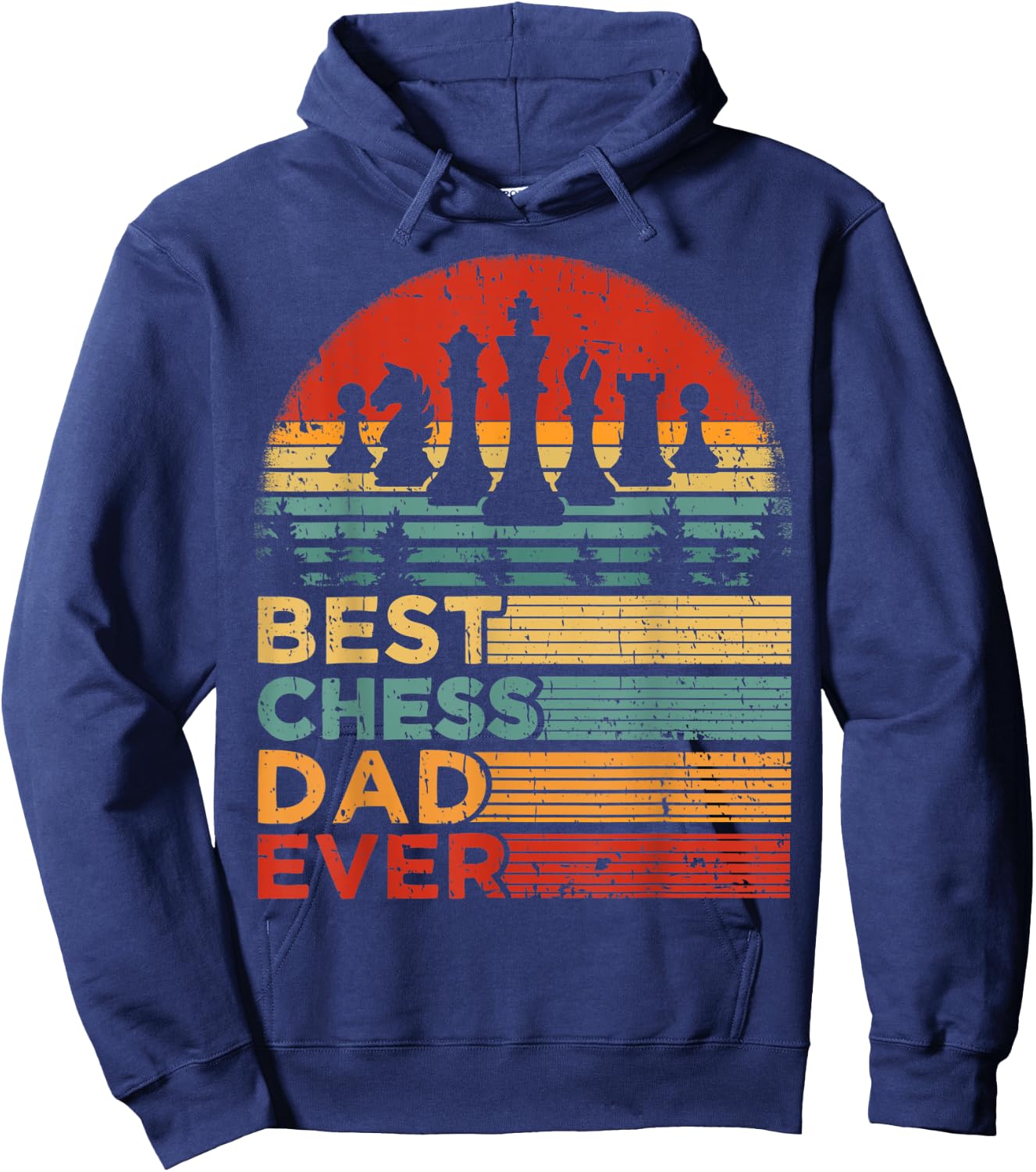 Best Chess Dad Ever Funny Vintage Chess Father's Day Hoodie - Hoodie | Navy