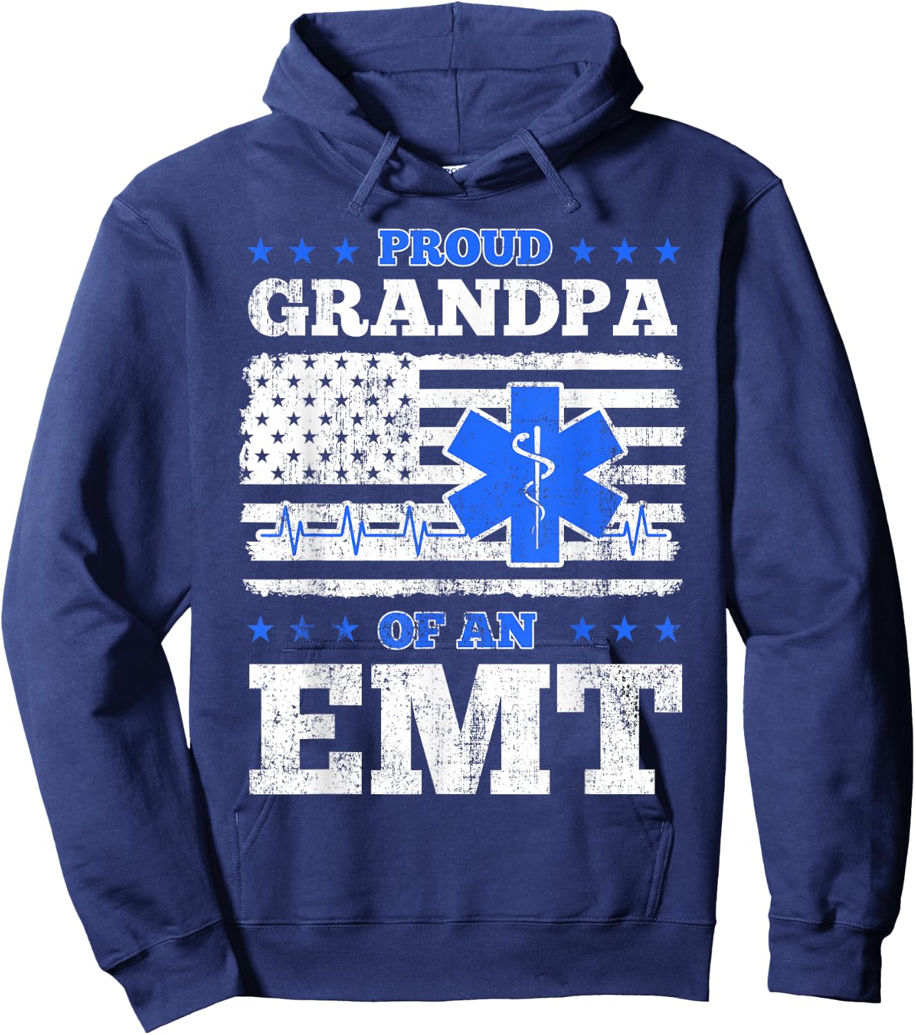 EMT Grandpa Medical Technician EMS Patriotic Indepencece Day Hoodie - Hoodie | Navy