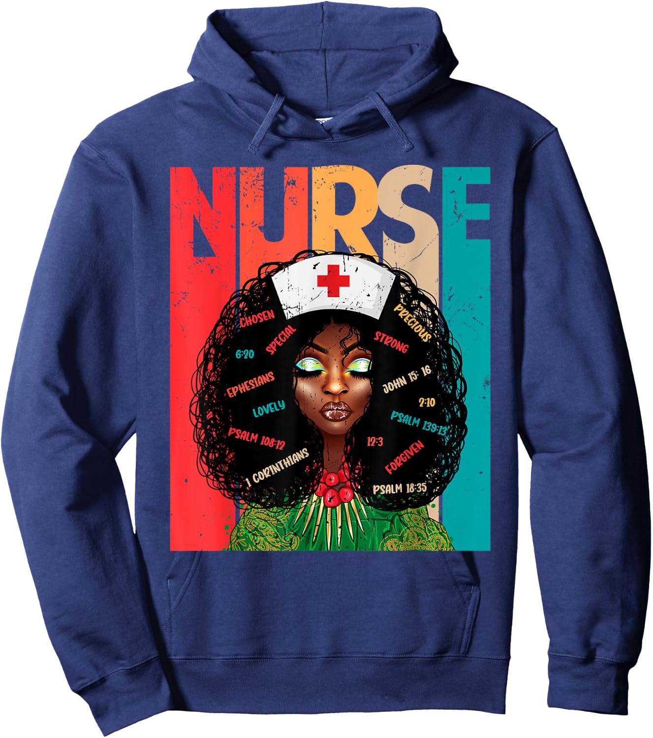 Retro Vintage Style Black Nurse Afro American Melanin Nurse Hoodie - Hoodie | Navy