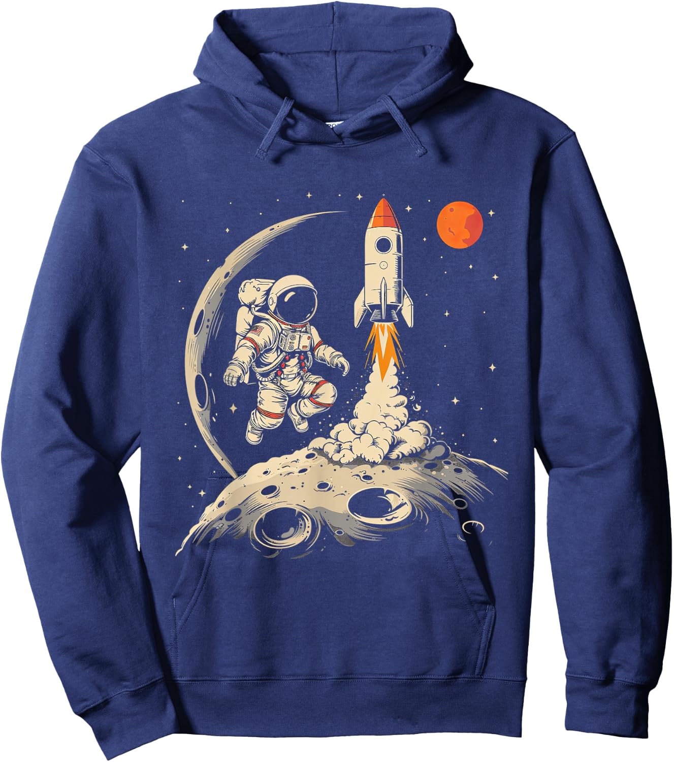Space Rocket Astronaut with Planets and Moon Spaceship Kids Hoodie - Hoodie | Navy