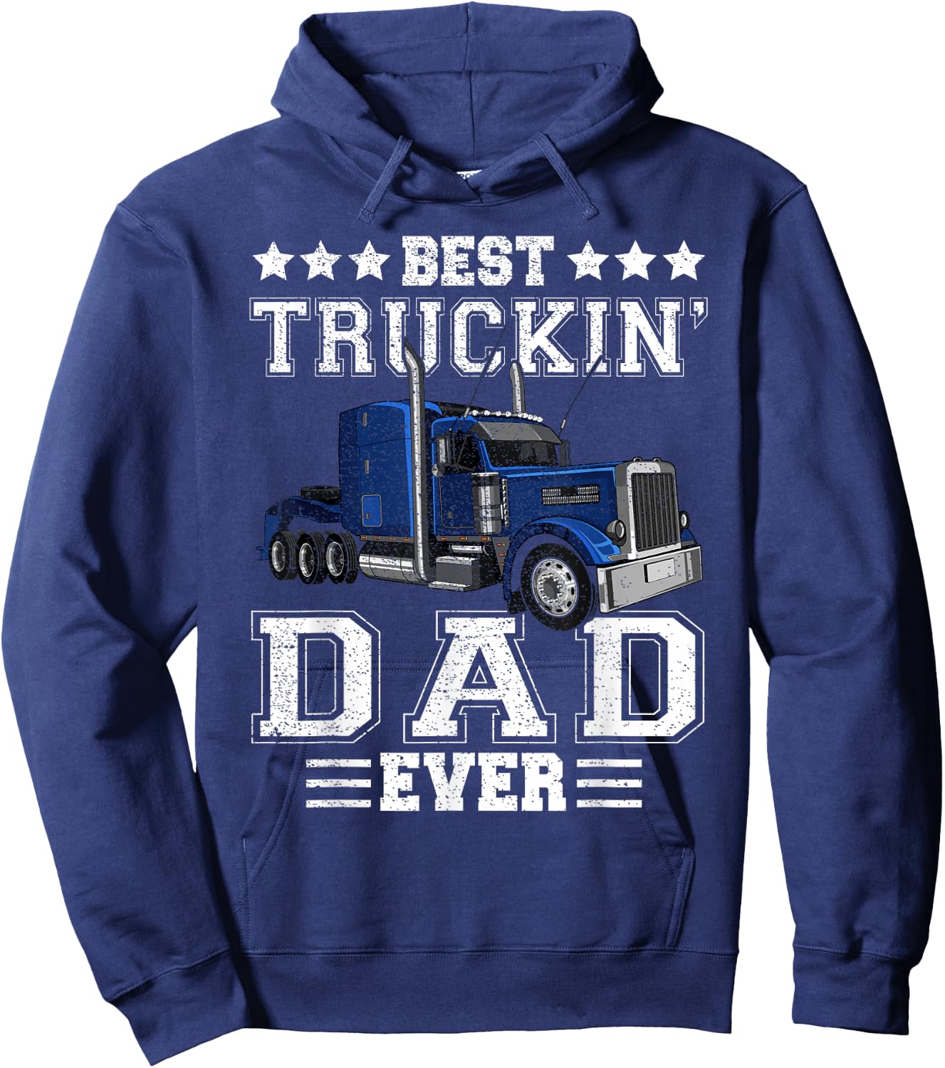 Retro Best Truckin' Dad Ever Driver Trucker Father's Day Men Hoodie - Hoodie | Navy