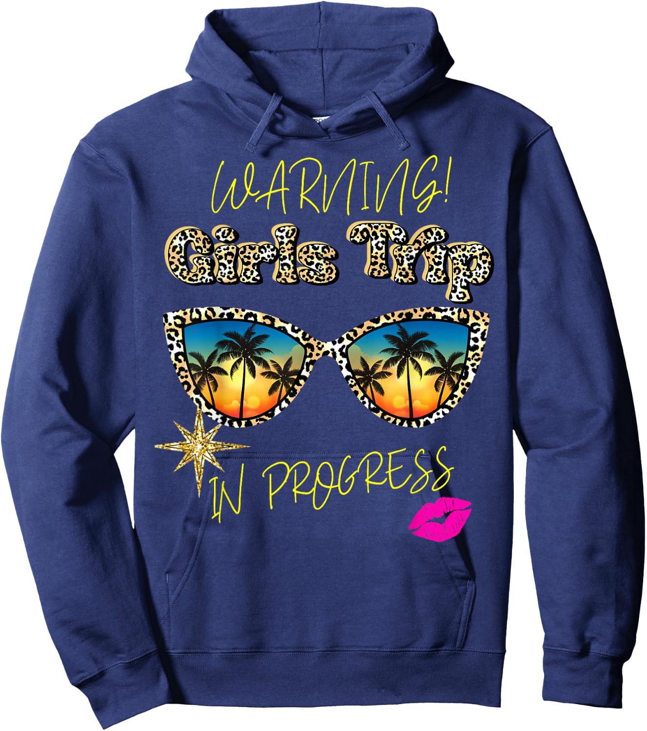 Girls Weekend, Vacation Squad Warning Girls Trip In Progress Hoodie - Hoodie | Navy