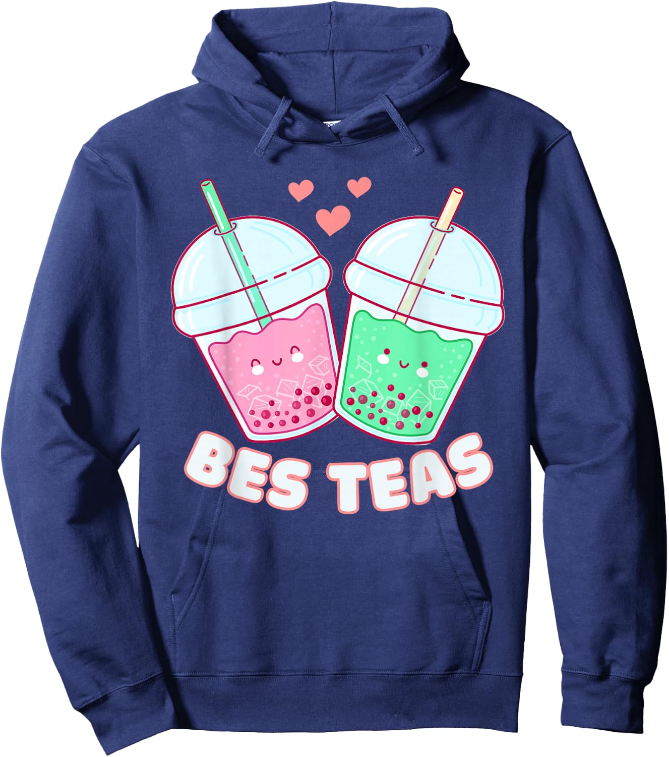 Bes Teas Cute Bestie Bubble Tea Boba Best Friends Hoodie - Hoodie | Navy