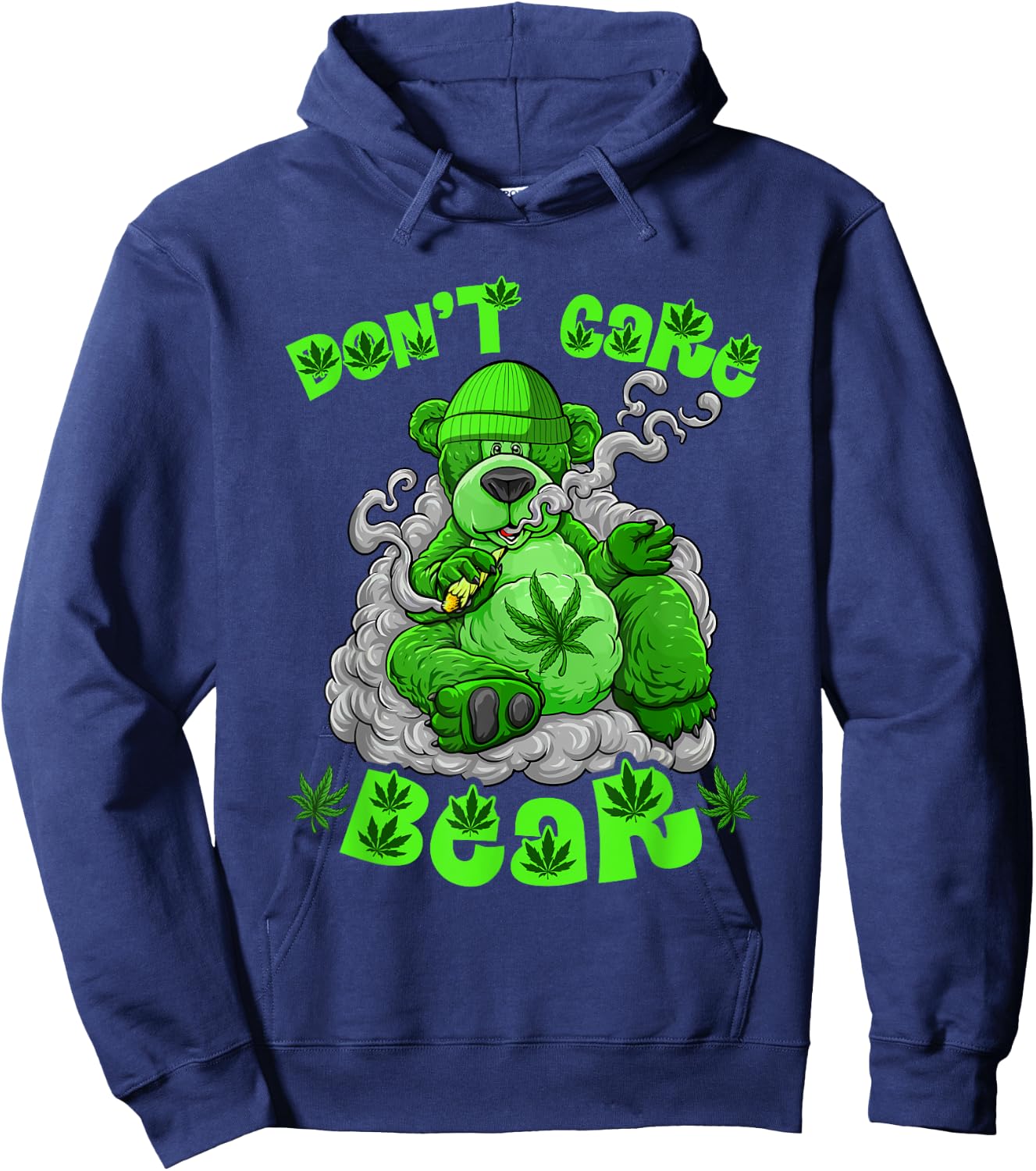 Funny Bear Smoking Weed Cannabis Marijuana 420 Stoner Hoodie - Hoodie | Navy