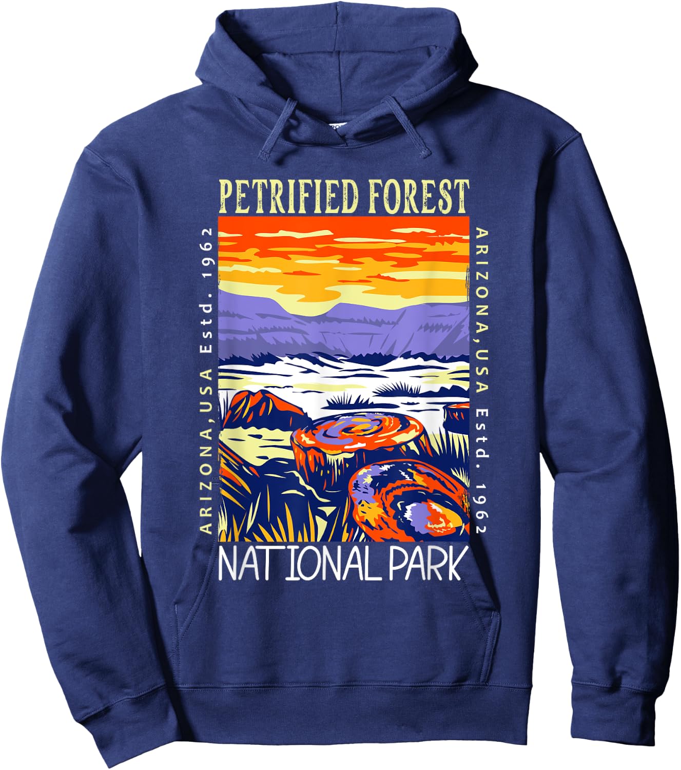 Petrified Forest National Park Arizona Distressed Vintage Hoodie - Hoodie | Navy