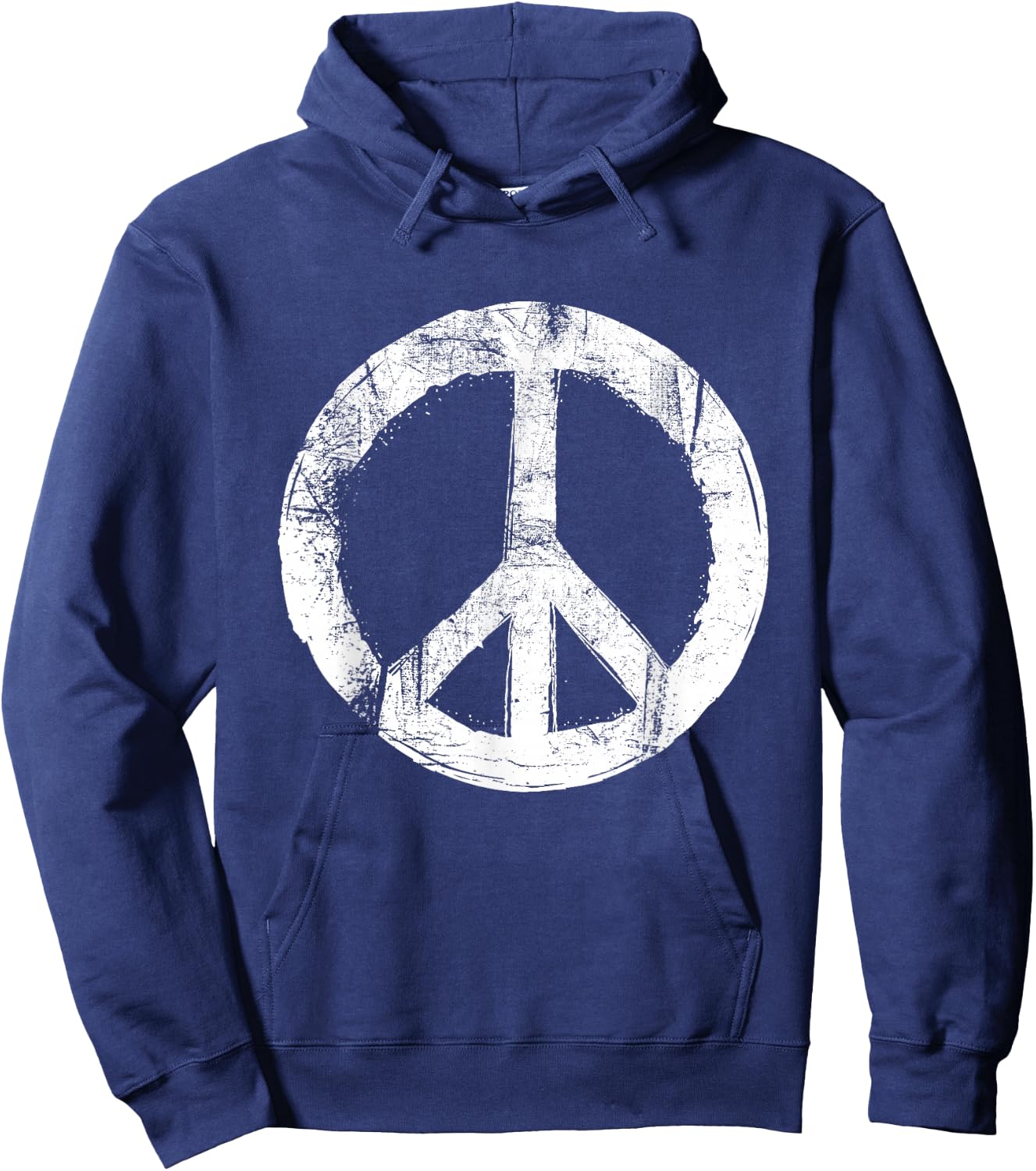 Retro Vintage Distressed Design Peace Sign Hoodie - Hoodie | Navy