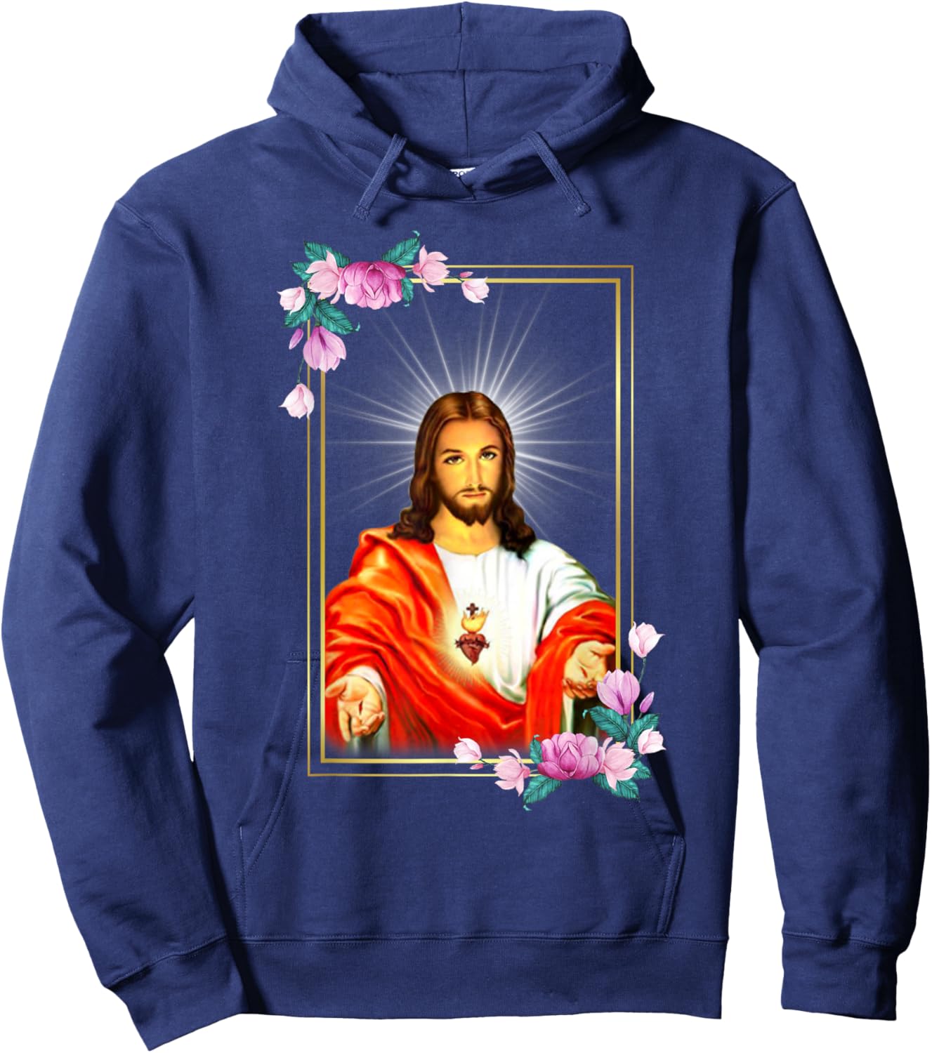 Sacred Heart of Jesus Christ Catholic Immaculate Heart Hoodie - Hoodie | Navy