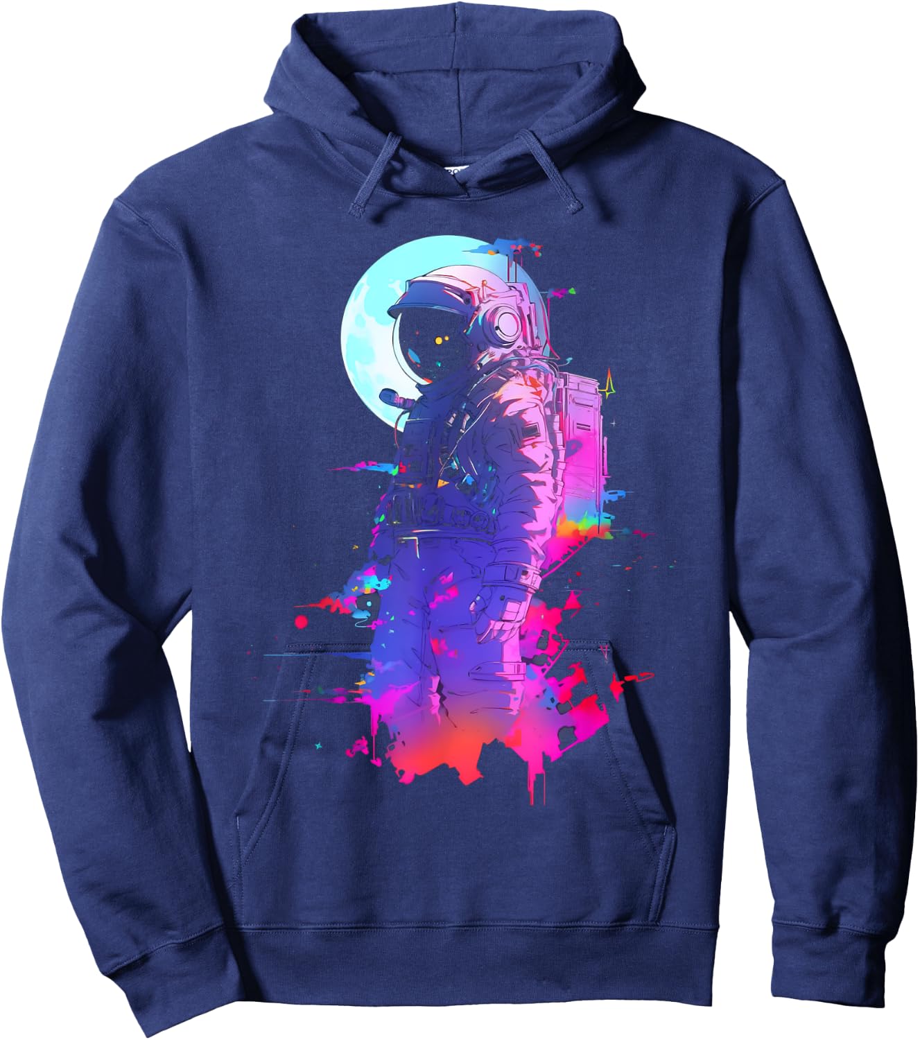 Vaporwave Aesthetic Astronaut Moon | Synthwave Space Galaxy Hoodie - Hoodie | Navy