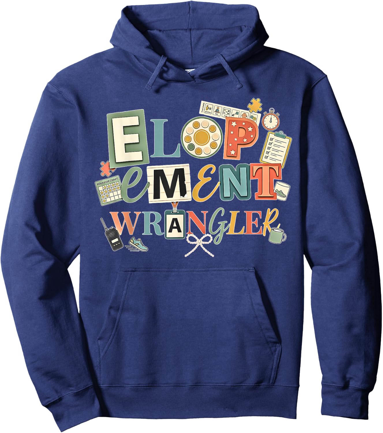 Retro Y2K ABA Elopement Wrangler RBT Behavior Therapist Bow Hoodie - Hoodie | Navy