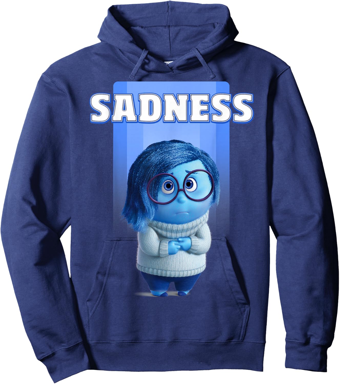 Disney Pixar Inside Out Riley's Sadness Blue Character Logo Hoodie - Hoodie | Navy
