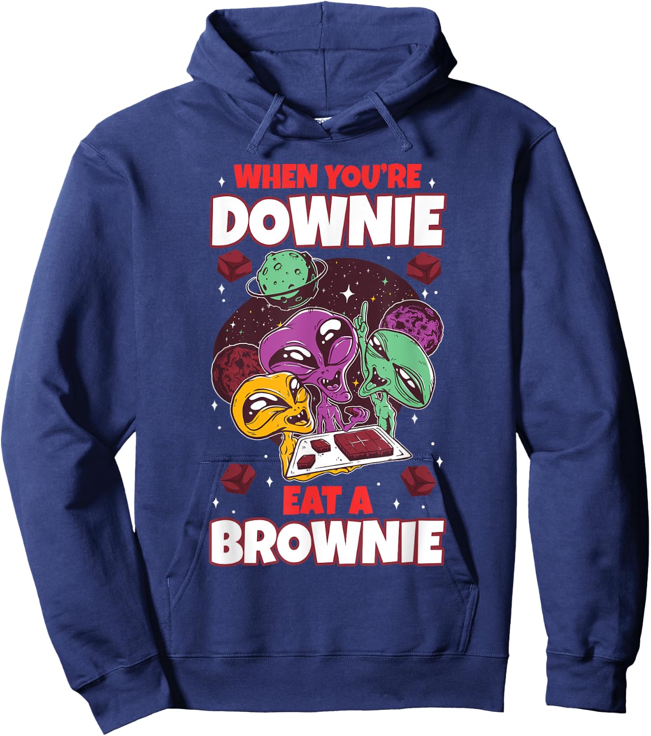 Eat chocolate brownie alien extraterrestrial space sweets Hoodie - Hoodie | Navy