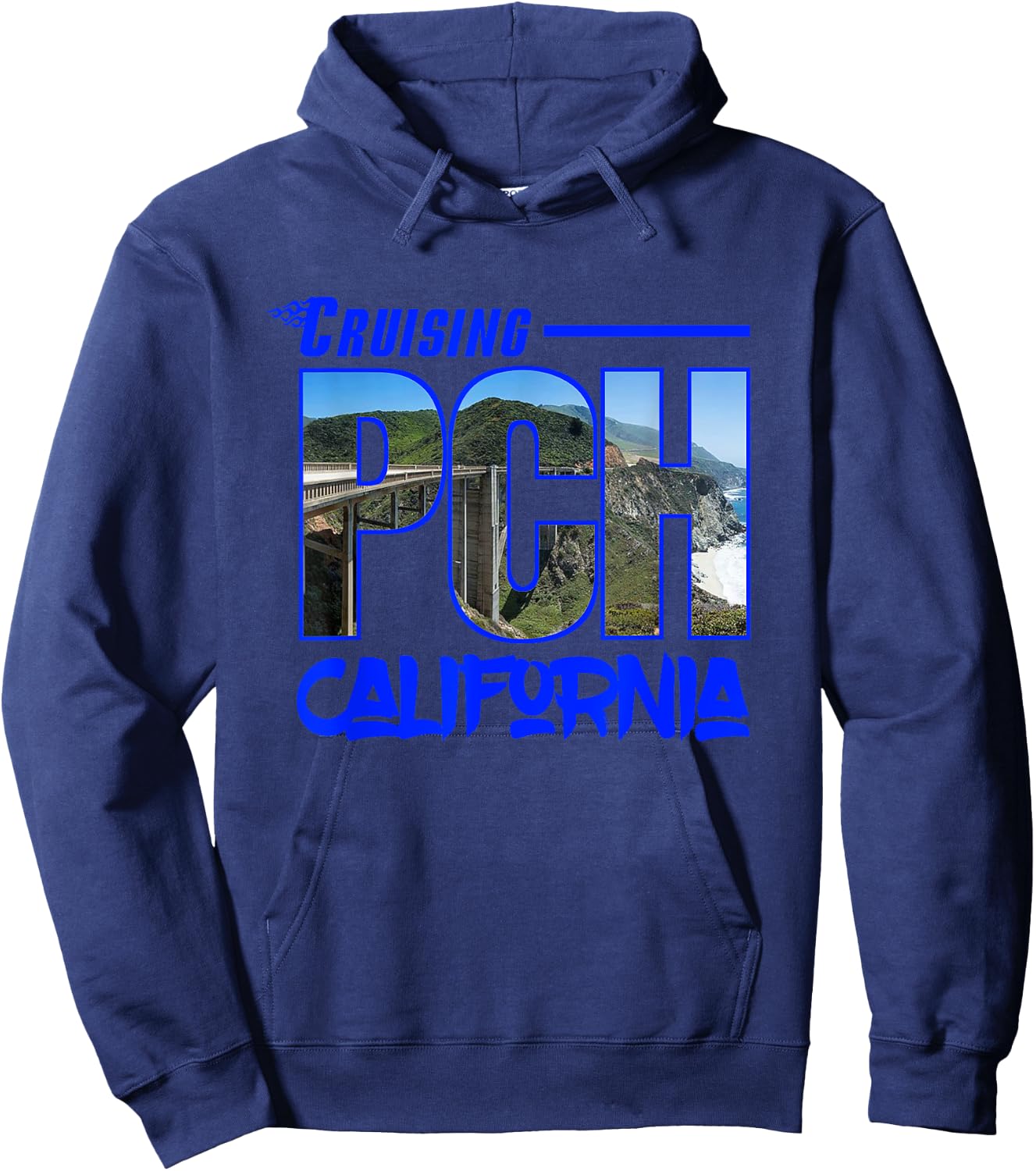 Cruising PCH California Golden State Pacific Coast Souvenir Hoodie - Hoodie | Navy