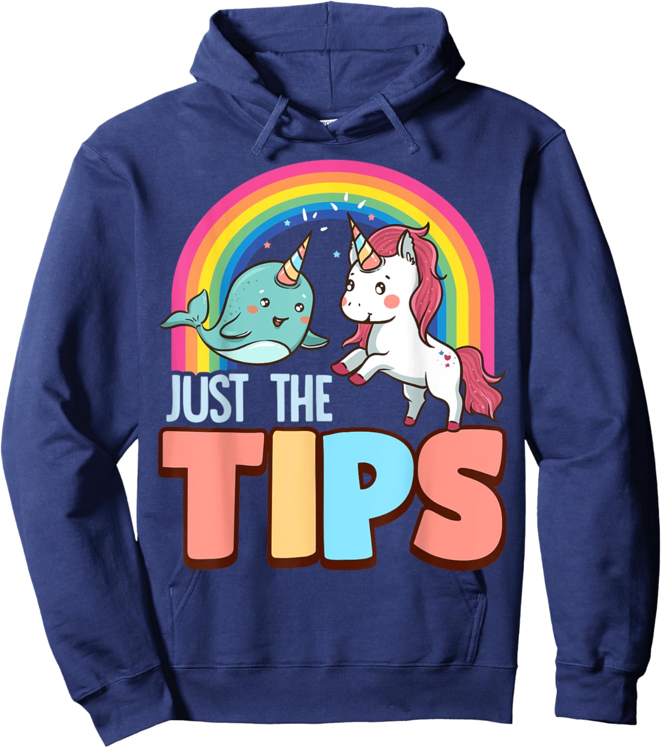 Funny Just The Tips Naughty Narwhal Unicorn Pun Hoodie - Hoodie | Navy