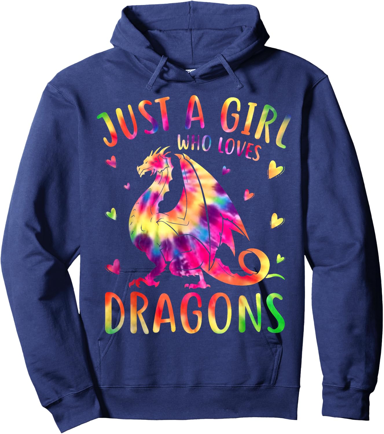 Cute Just A Girl Who Loves Dragons Tie Dye Women and Girls Hoodie - Hoodie | Navy