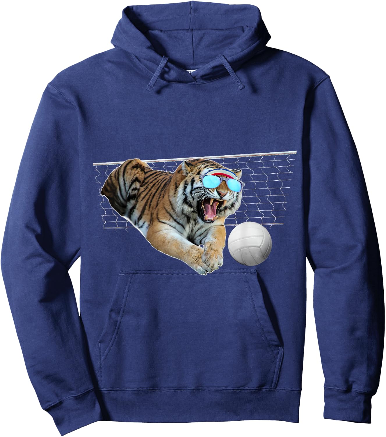 Tiger Tigers Dog Dogs Playing Volleyball, Funny Cute Women Kids Hoodie - Hoodie | Navy