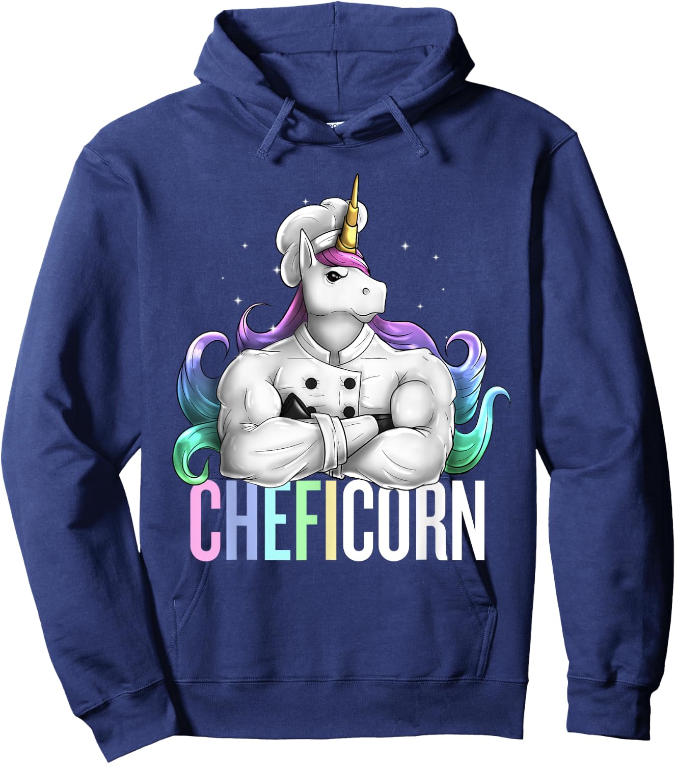 Unicorn Chef Cheficorn Cooking Pun Funny Cook Funny Hoodie - Hoodie | Navy