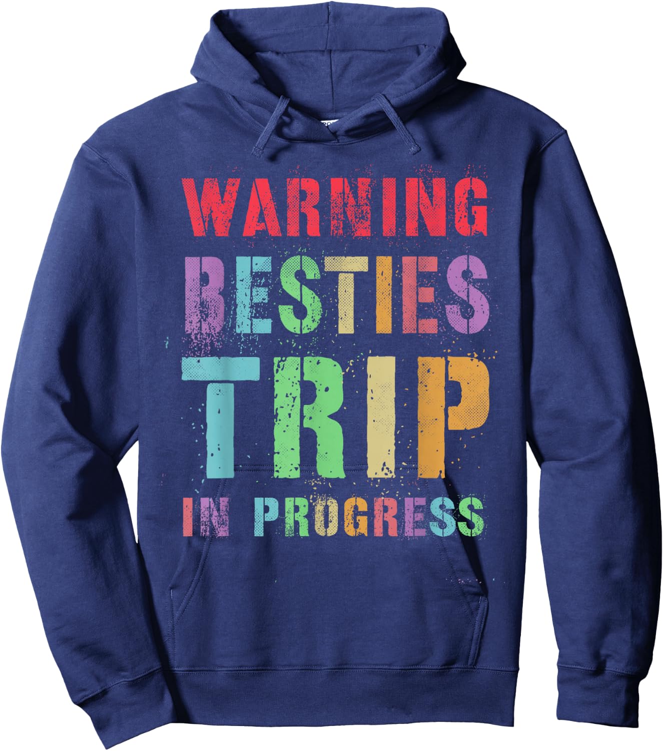 Vintage WARNING BESTIES TRIP IN PROGRESS Vacation Mode Hoodie - Hoodie | Navy