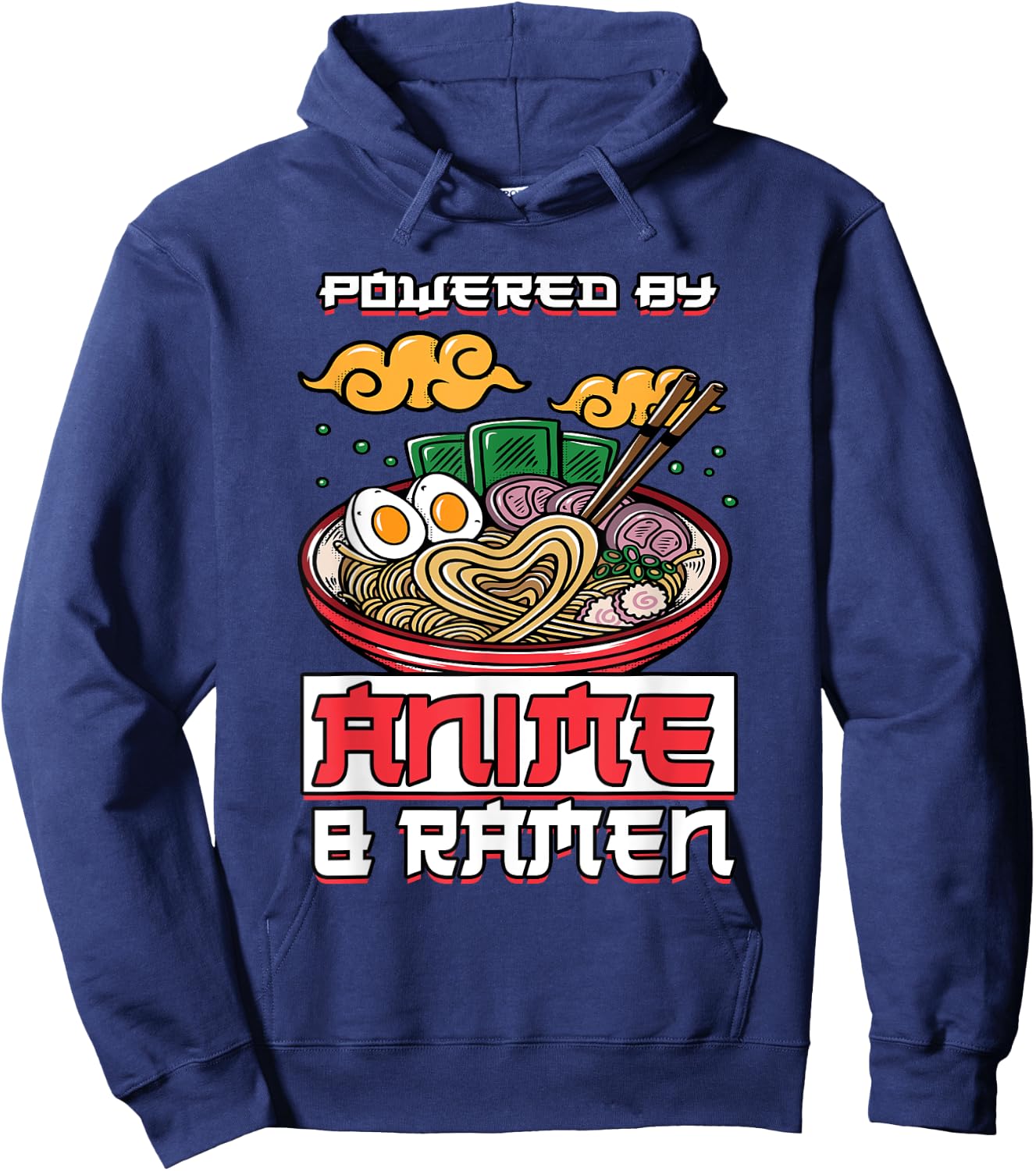 Powered by Anime & Ramen Merchandise Japanese Style Cute Hoodie - Hoodie | Navy