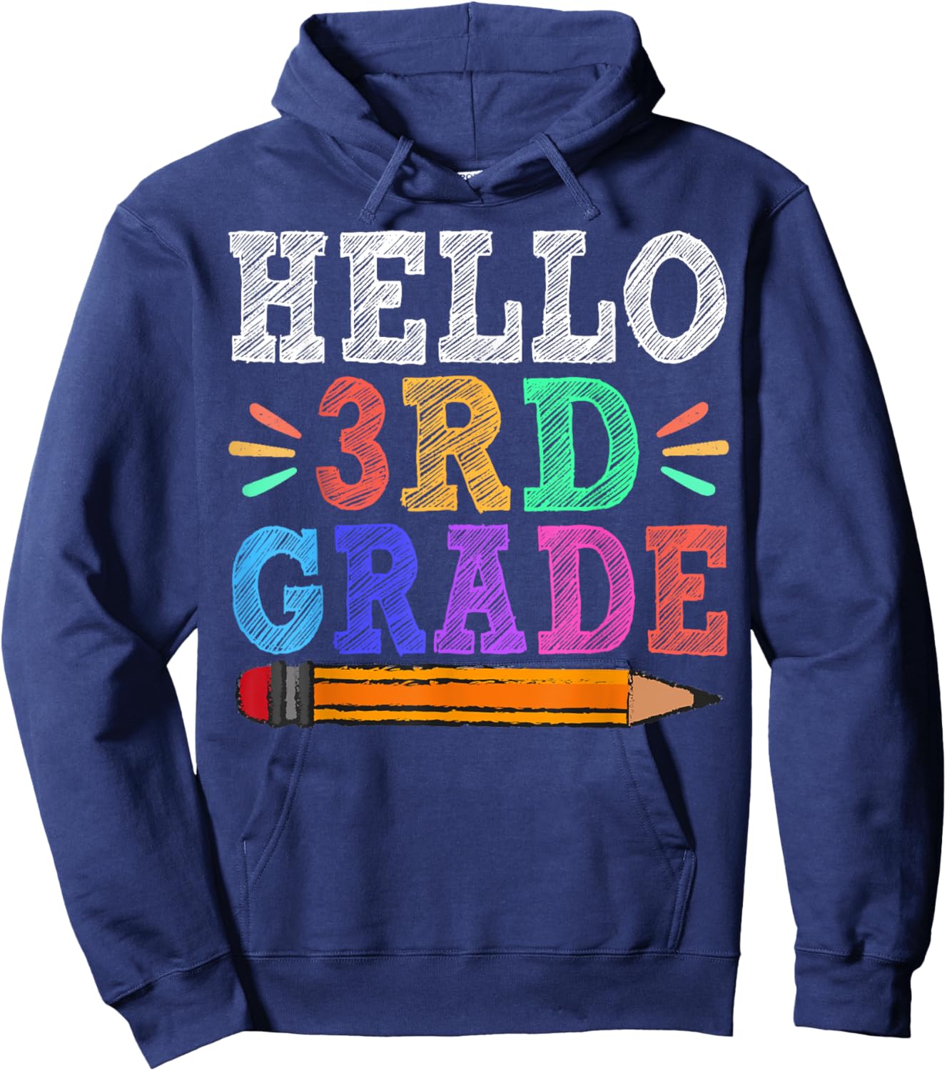 Hello 3rd Third Grade Teacher Funny Back To School Gift Hoodie - Hoodie | Navy