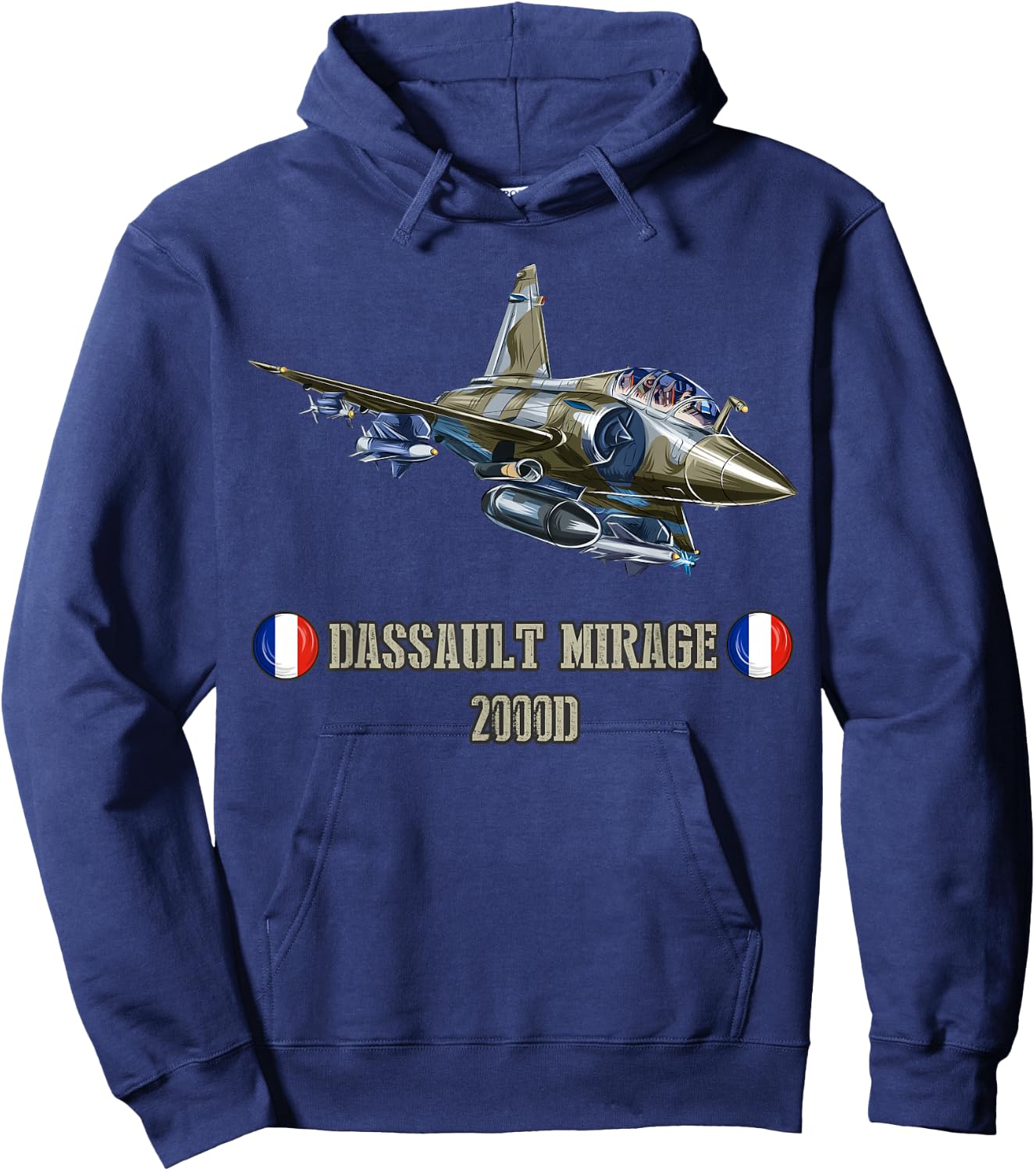 France military jet fighter Dassault Mirage 2000D Hoodie - Hoodie | Navy