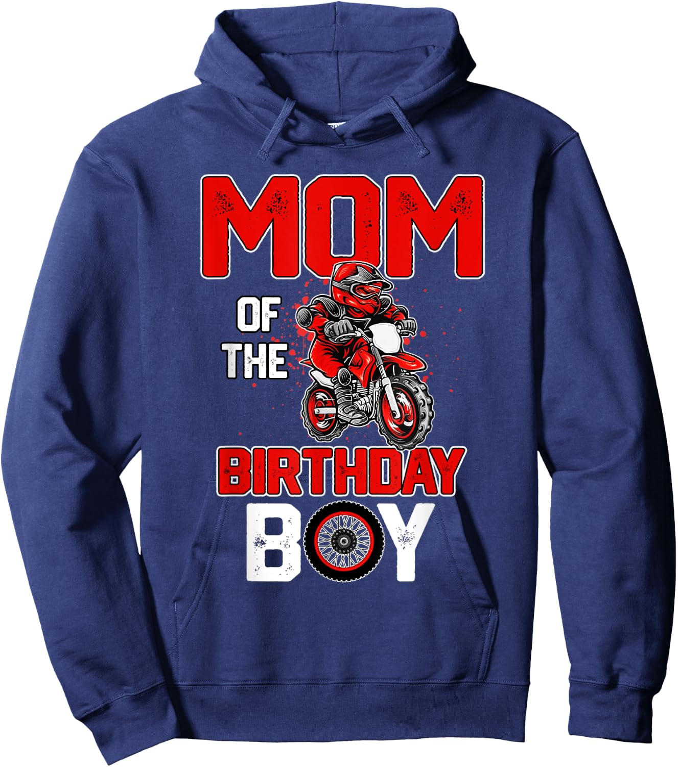Mom Of The Birthday Boy Shirt - Dirt Bike Bday Party Hoodie - Hoodie | Navy