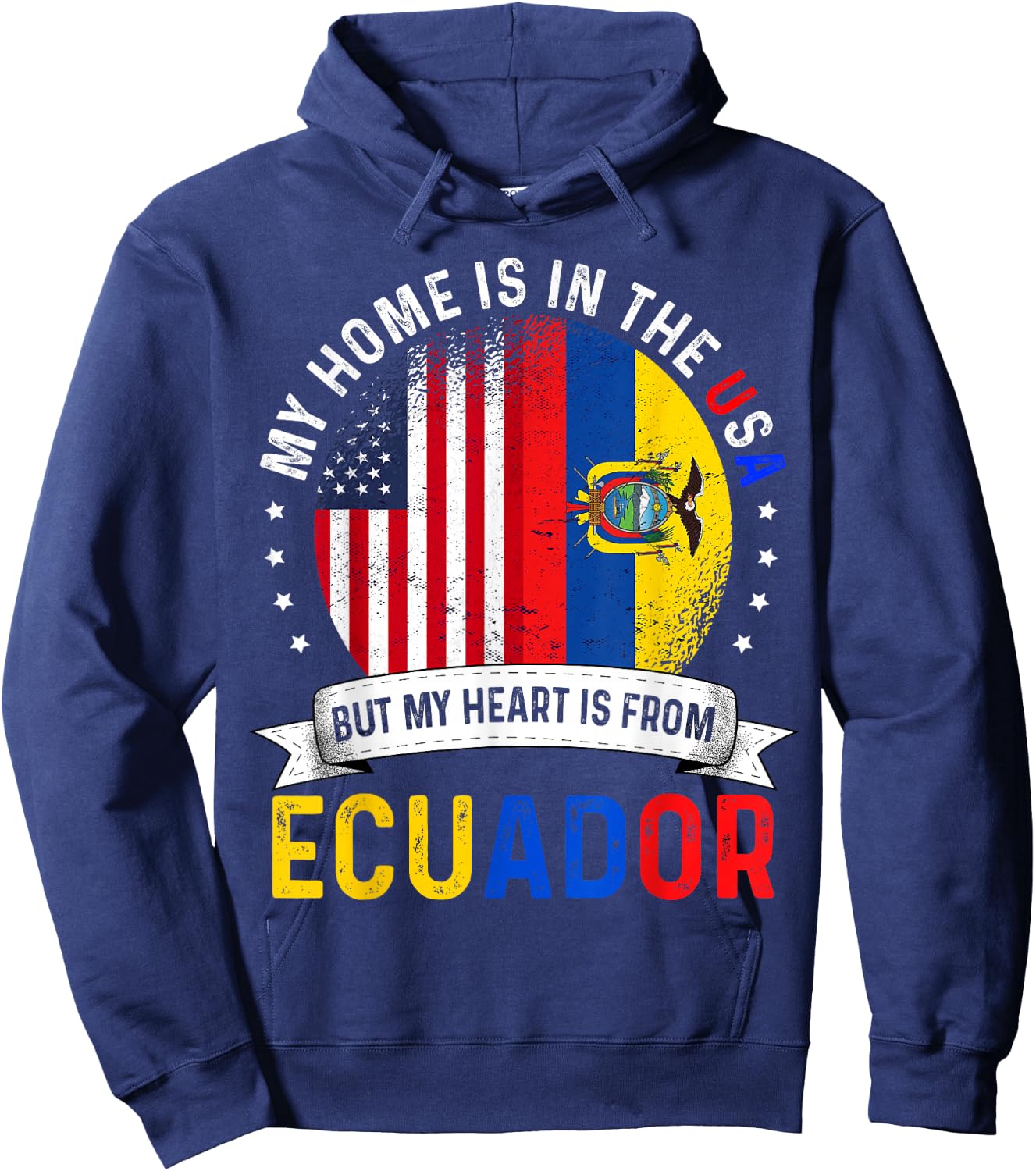 Ecuadorian American Patriot Heart is from Ecuador Flag Hoodie - Hoodie | Navy