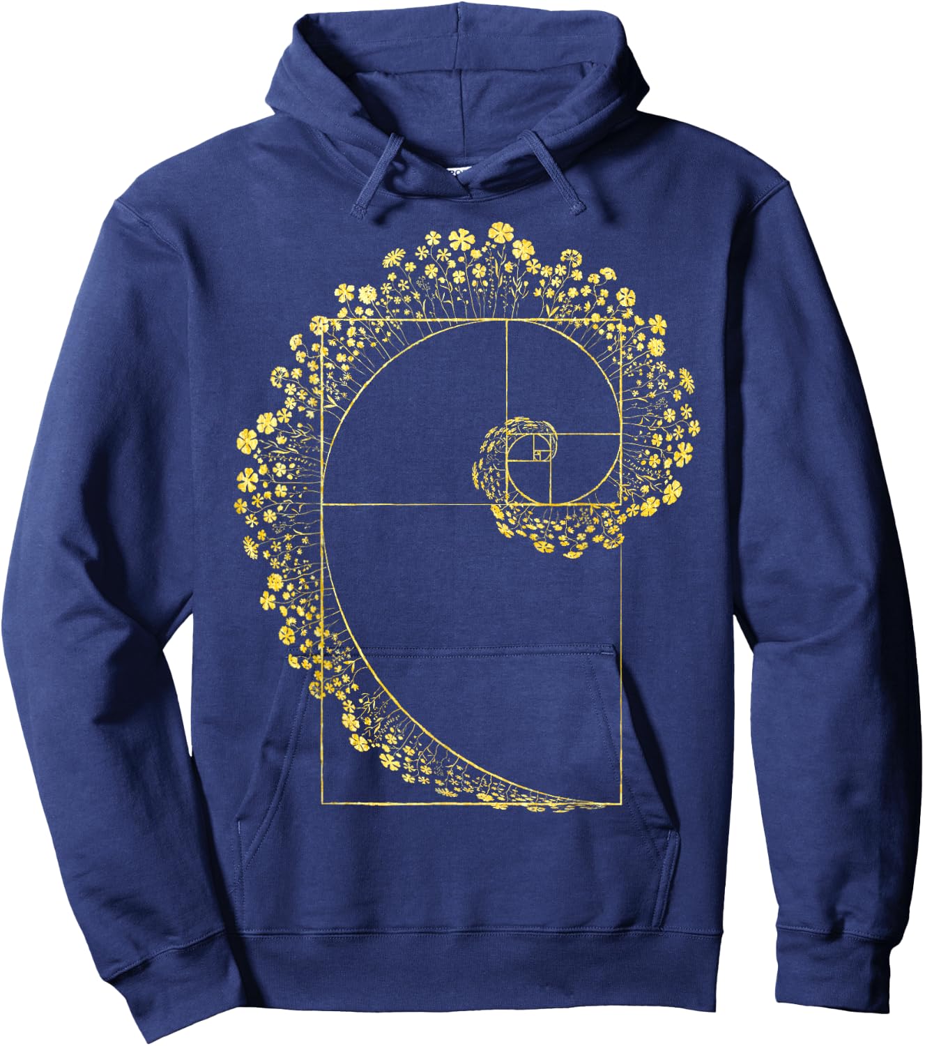 Fibonacci Math Spiral Mean RatioGeometry Flower Phi Ratio Hoodie - Hoodie | Navy