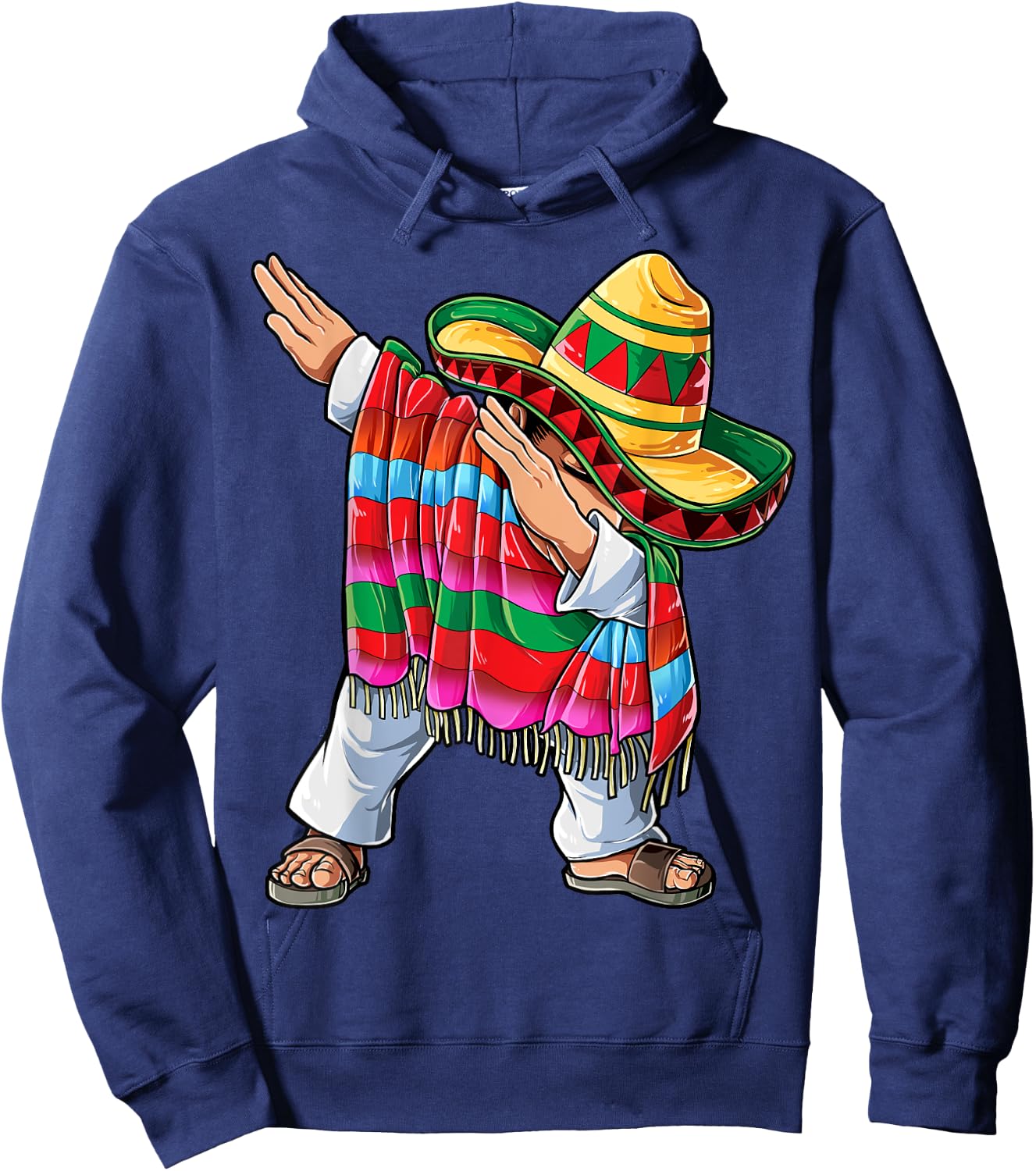 Dabbing Mexican Cinco de Mayo Poncho Men Women Dab Sombrero Hoodie - Hoodie | Navy