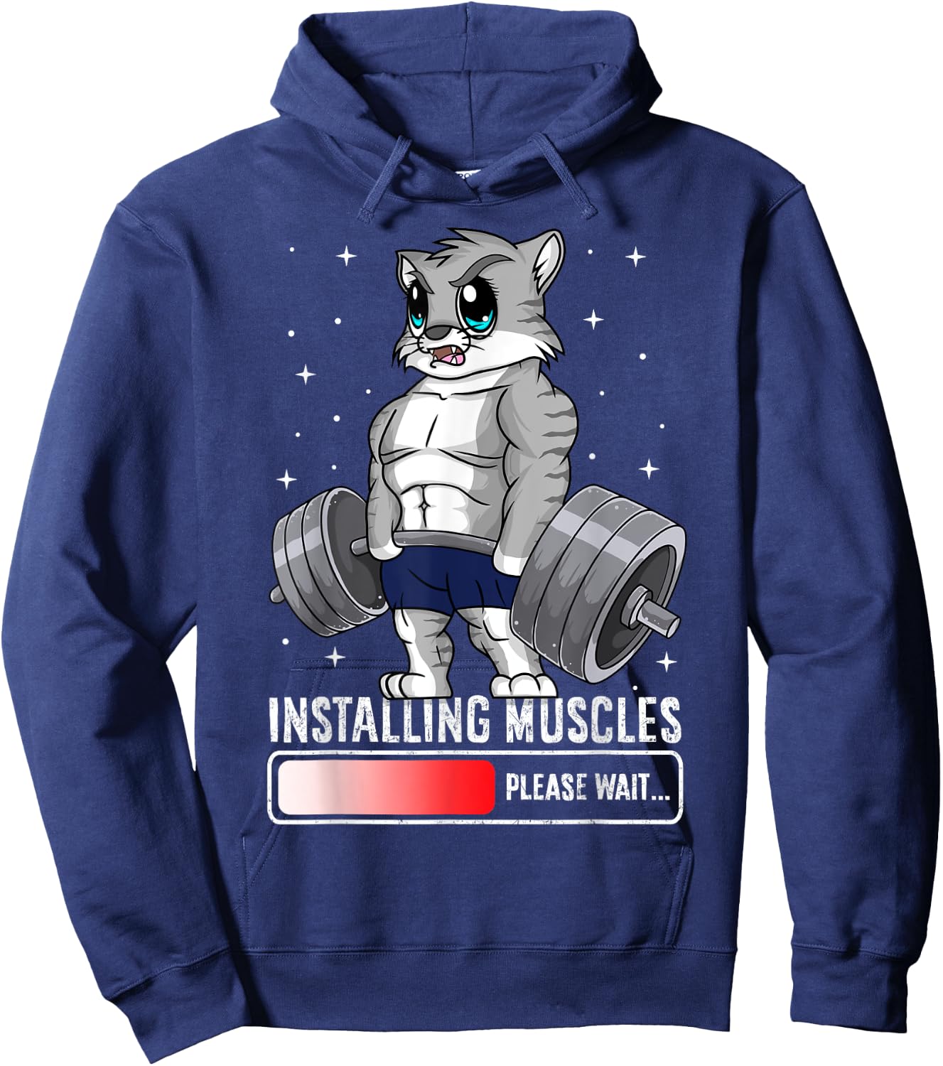 Funny Cat Weightlifting Gym Fitness Workout Lover Women Men Hoodie - Hoodie | Navy