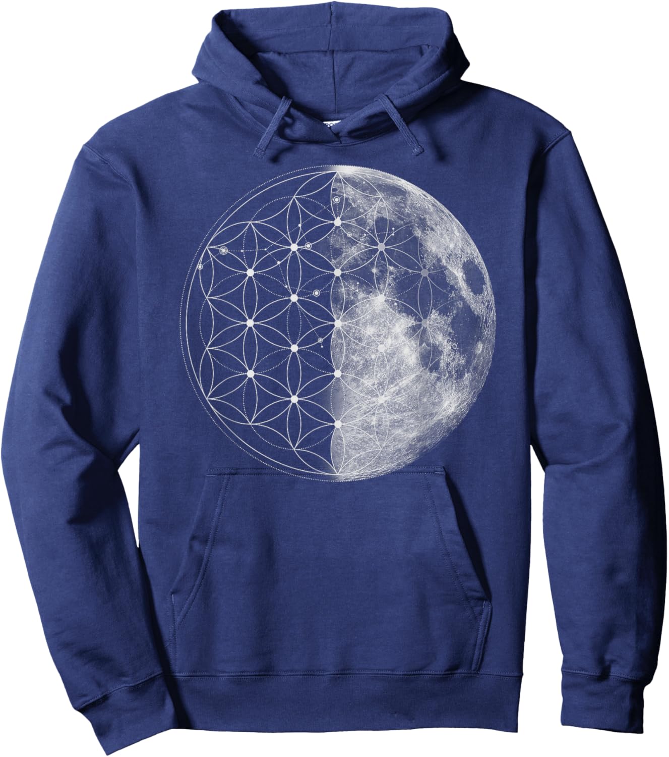 The Dharma Store - Flower of Life Moon - Sacred Geometry Hoodie - Hoodie | Navy
