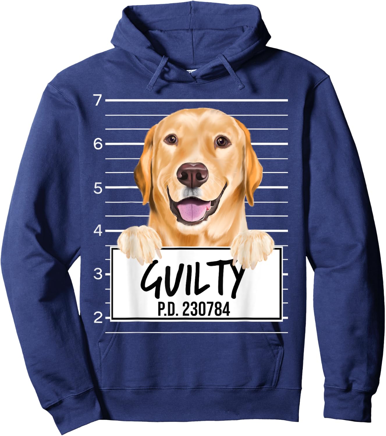 Funny Yellow Labrador Retriever Mugshot Guilty Dog Men Women Girls Kids Hoodie - Hoodie | Navy