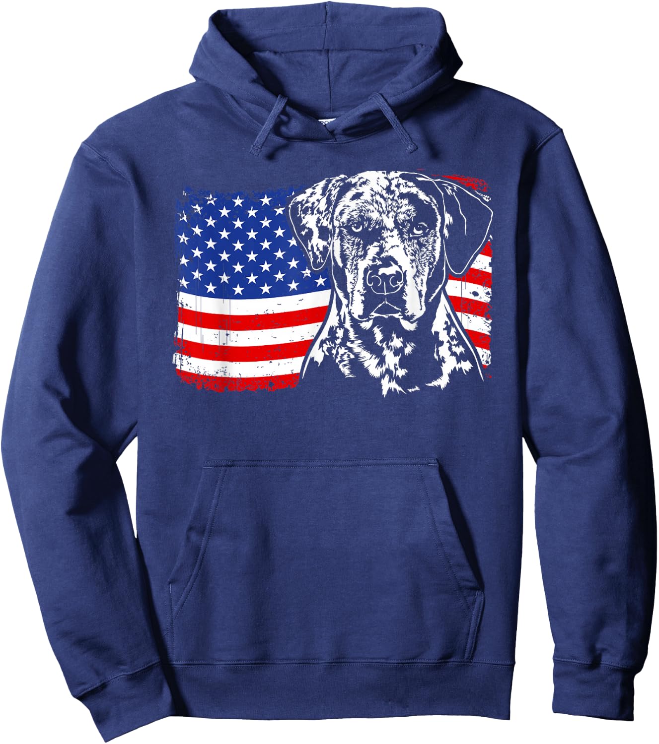 Proud Catahoula Leopard Dog American Flag patriotic dog gift Hoodie - Hoodie | Navy