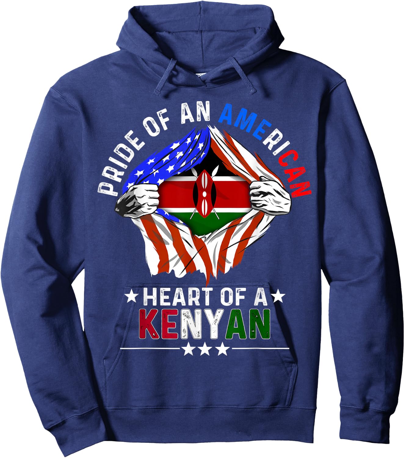 Kenyan American America Pride Foreign Country Kenya Flag Hoodie - Hoodie | Navy